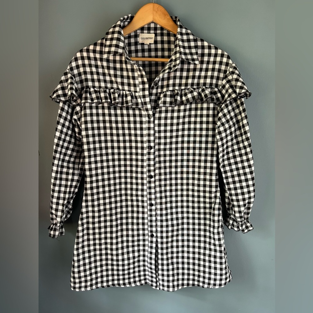 LaLa Factory mini gingham shirt dress.